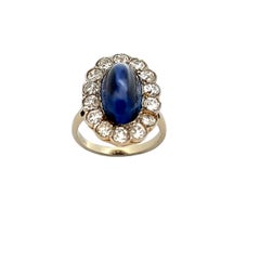 Cabochon Sapphire and Diamond Ring