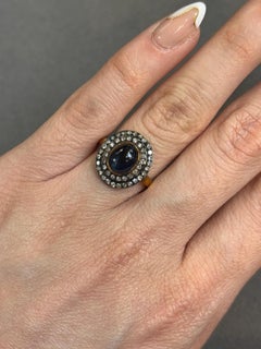 Cabochon Sapphire and Diamond Ring