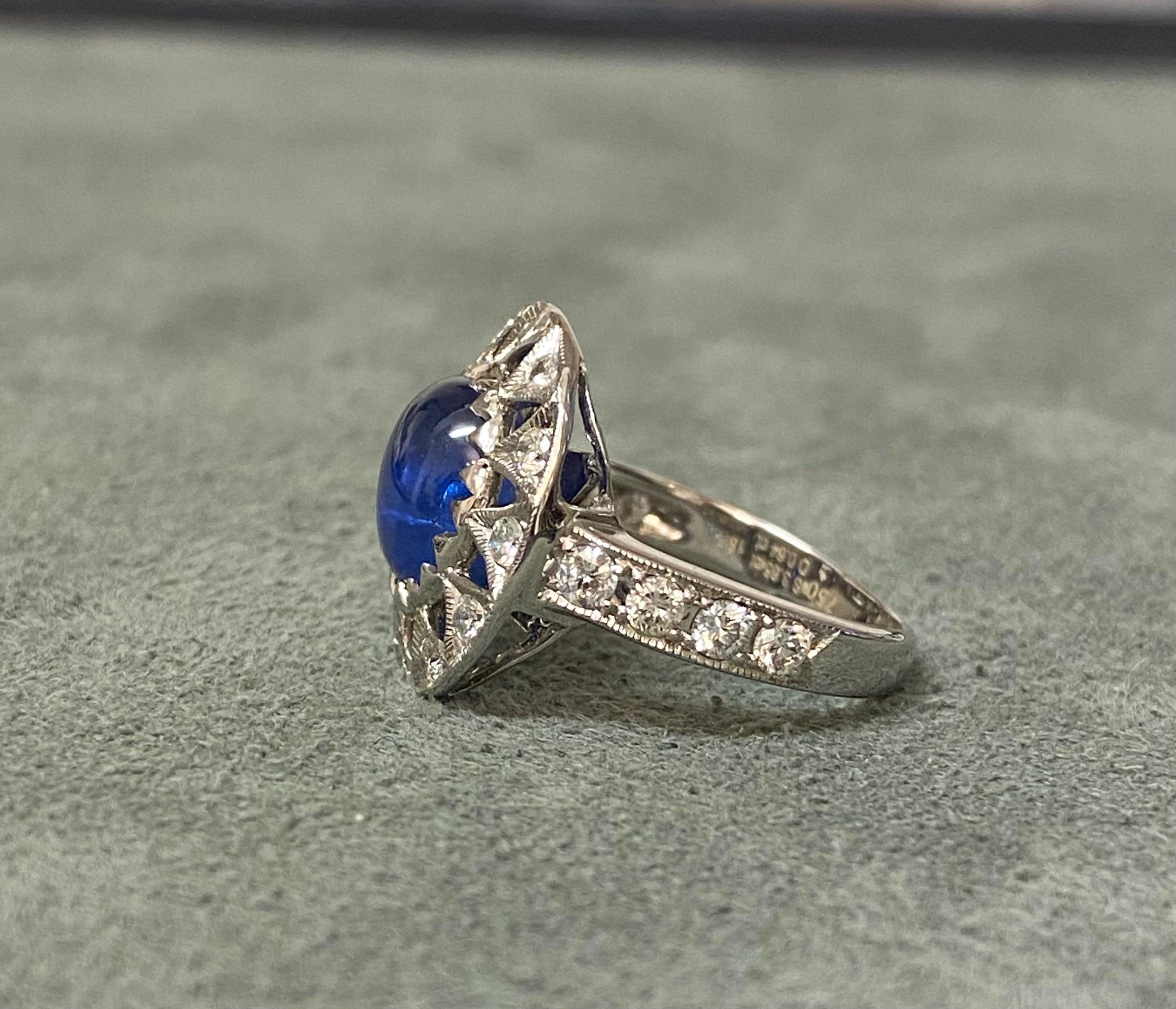 Ring mit Cabochon-Saphir und Diamant Damen im Angebot