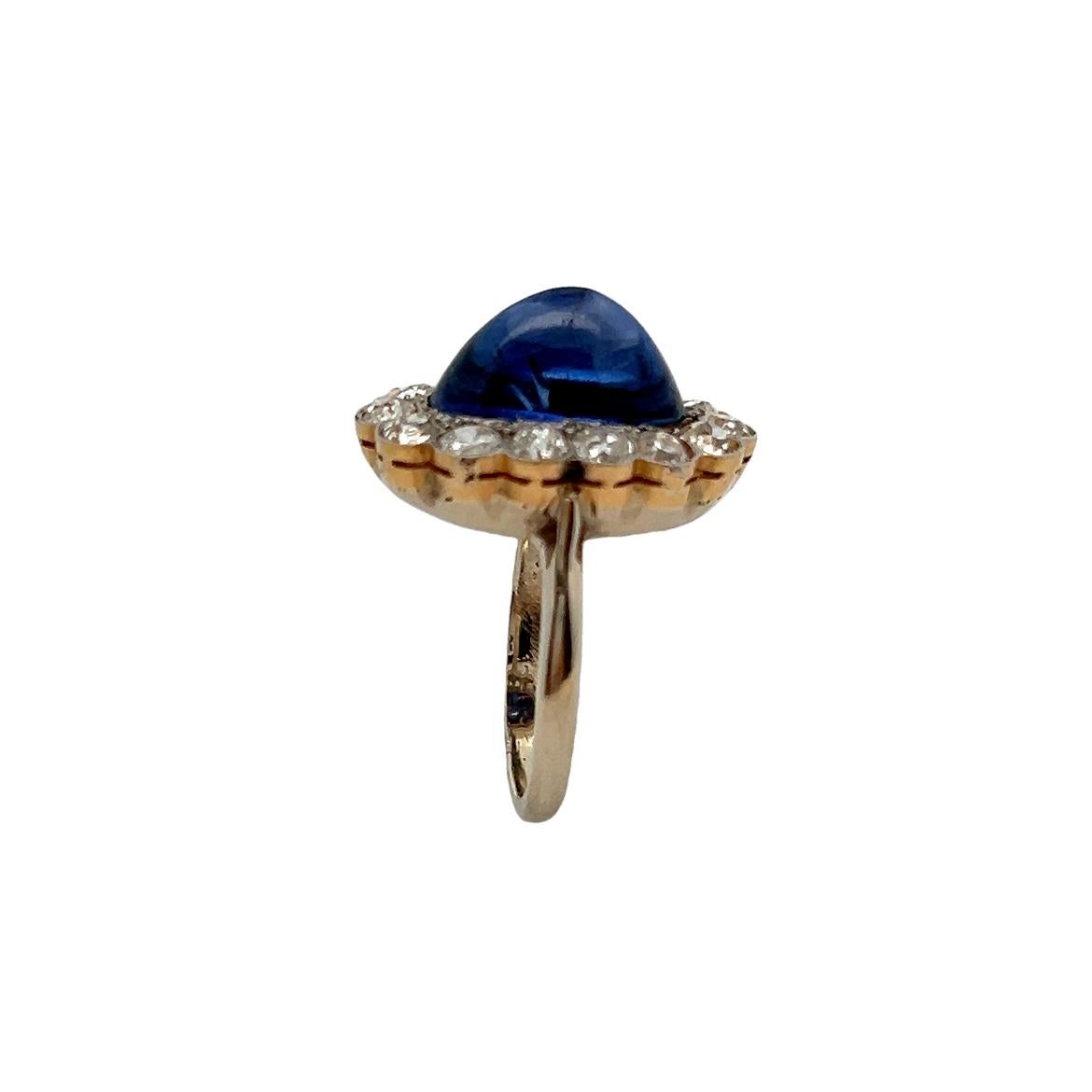 Anello con zaffiro e diamante cabochon in vendita 3