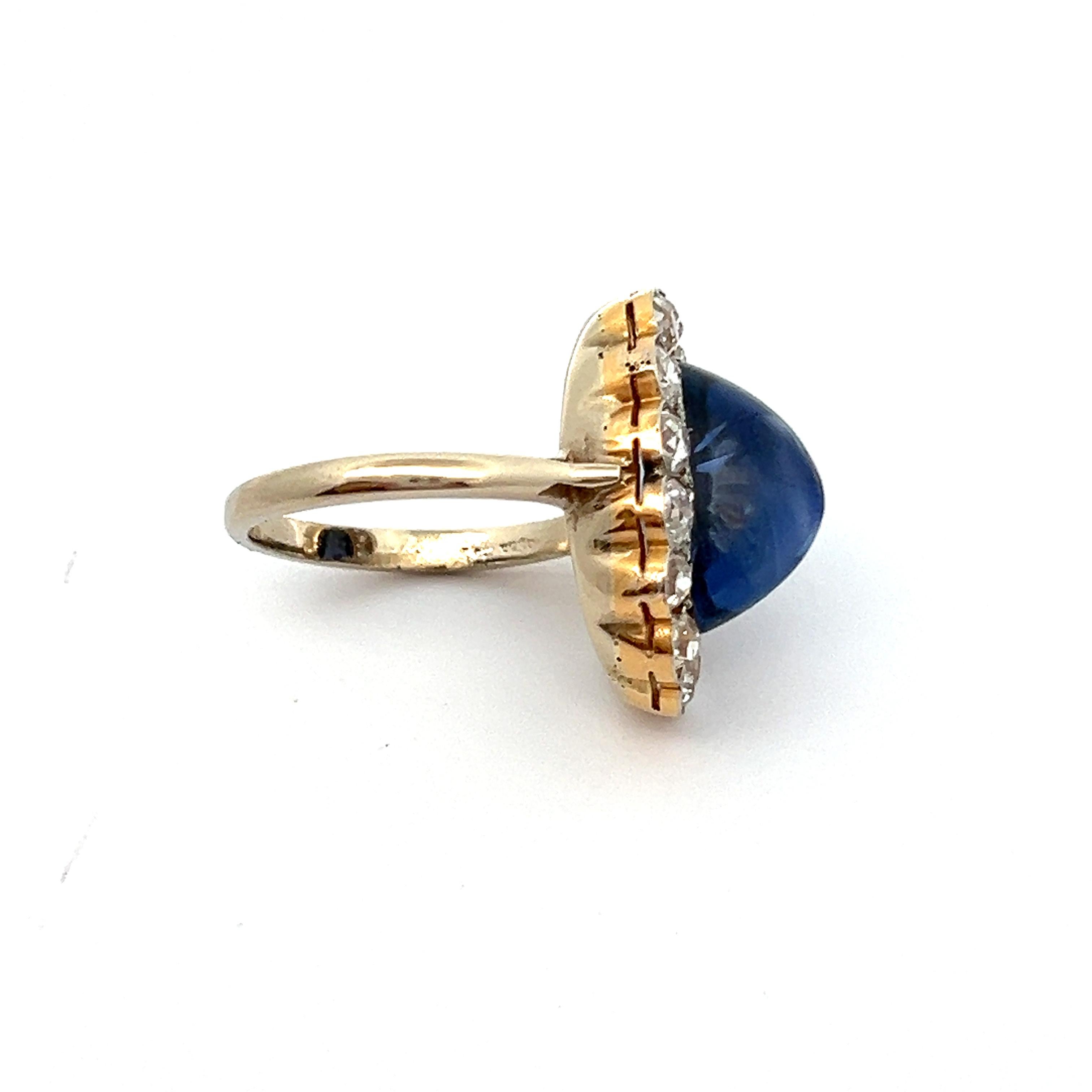 Anello con zaffiro e diamante cabochon in vendita 4