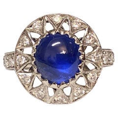 Cabochon Sapphire and Diamond Ring