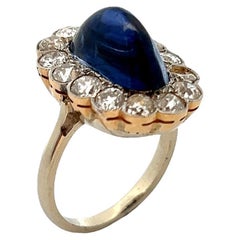 Cabochon Sapphire and Diamond Ring