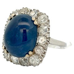 Cabochon Sapphire and Diamond Ring