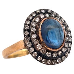 Cabochon Sapphire and Diamond Ring