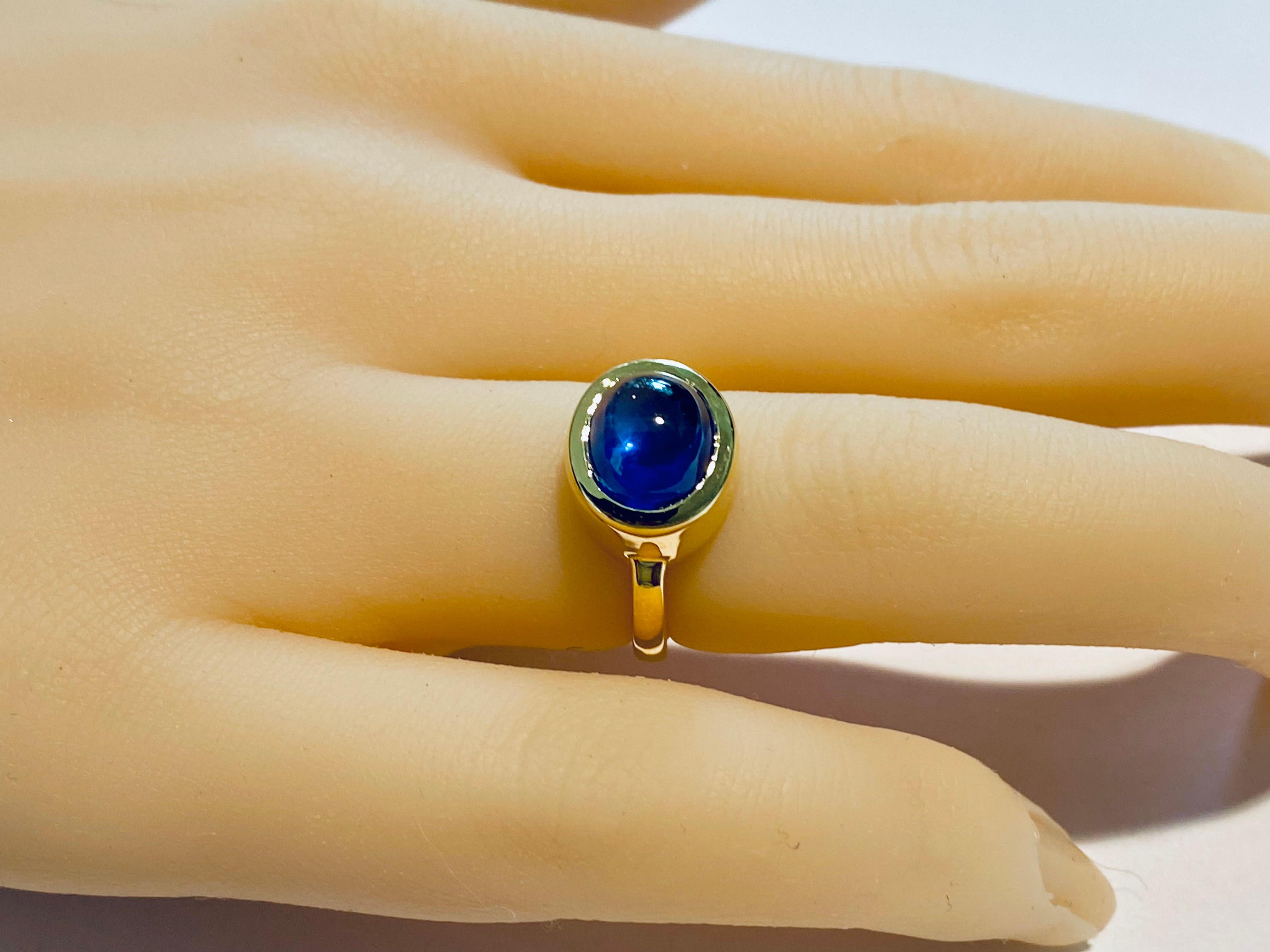 Cabochon Sapphire Bezel Raised Dome Yellow Gold Cocktail Ring 1