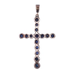 Cabochon Sapphire Cross Pendant