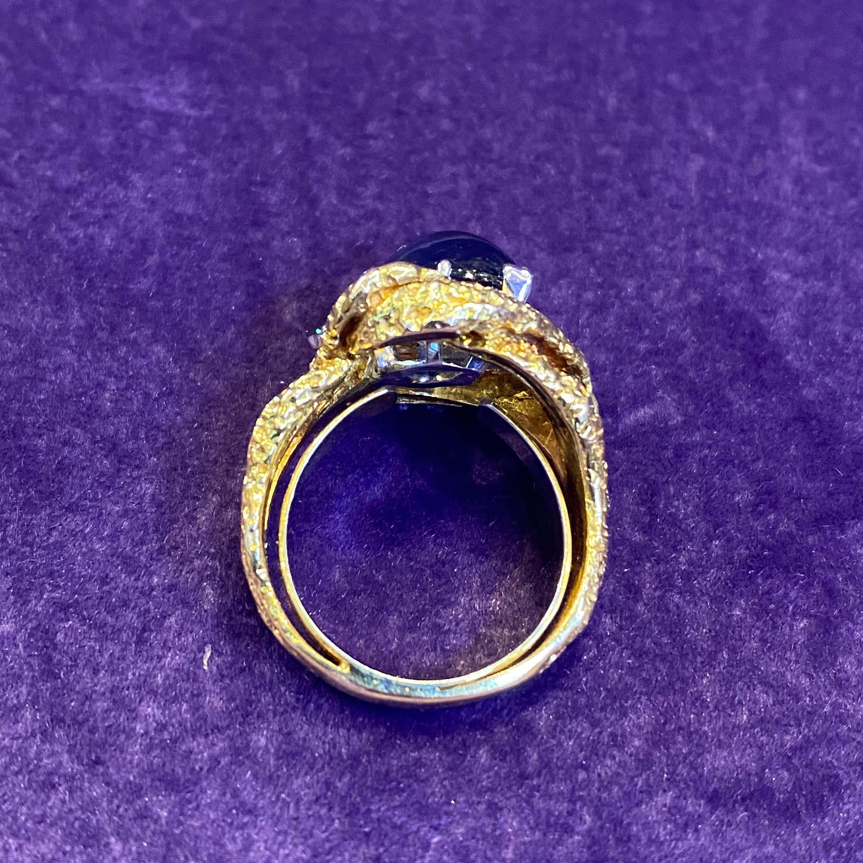 Cabochon Sapphire & Diamond Cocktail Ring For Sale 4