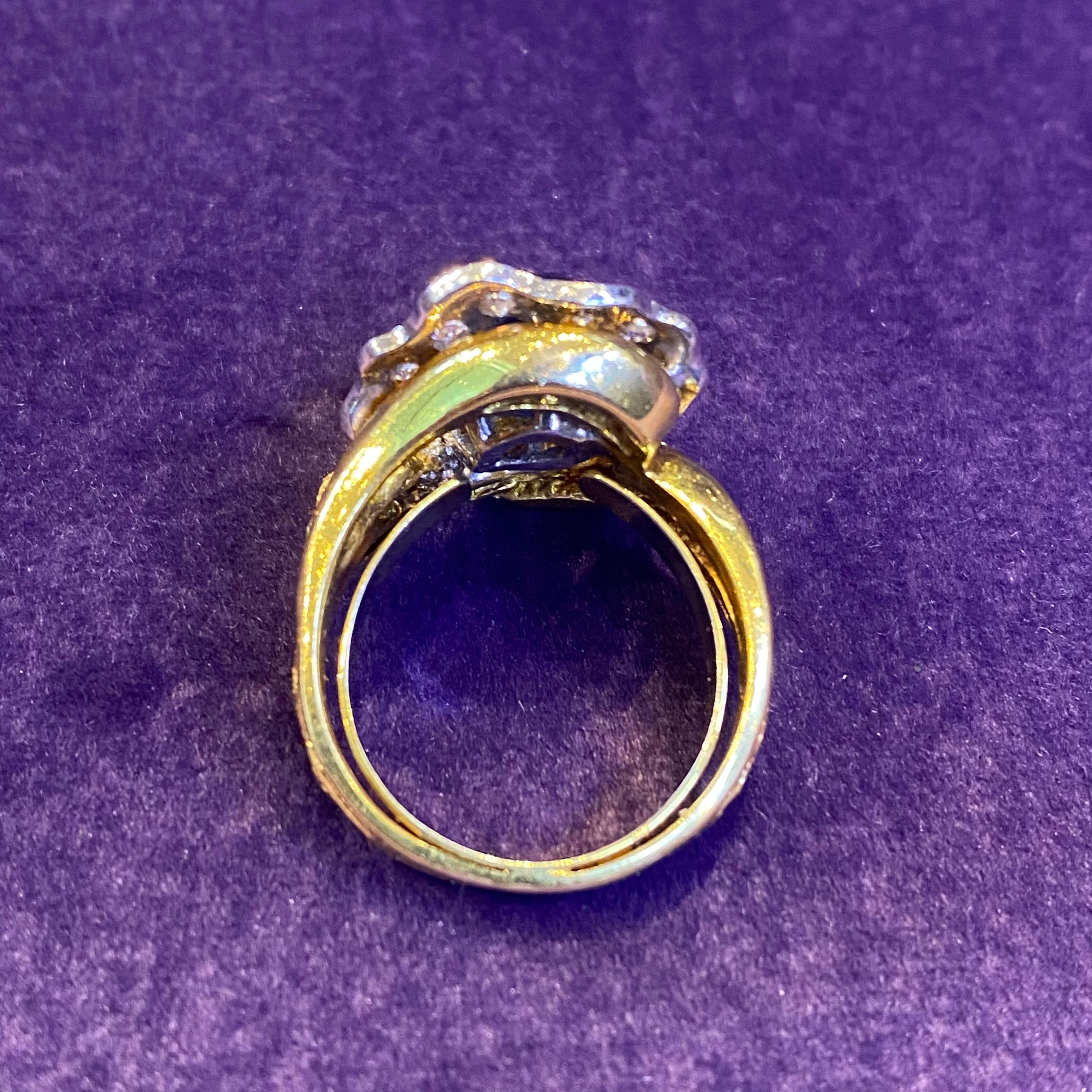 Cabochon Sapphire & Diamond Cocktail Ring For Sale 5