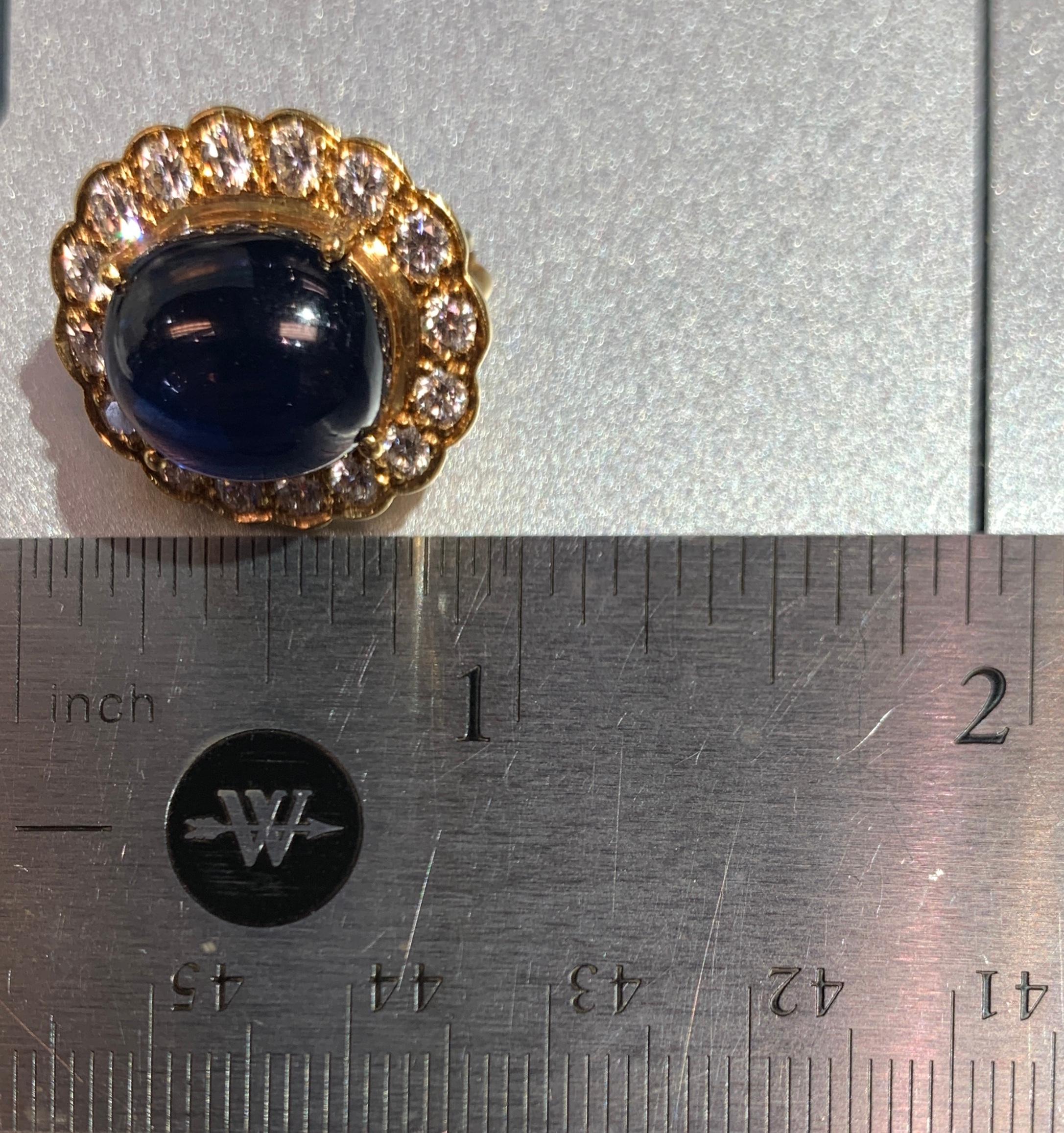 Cabochon Sapphire & Diamond Earrings 2