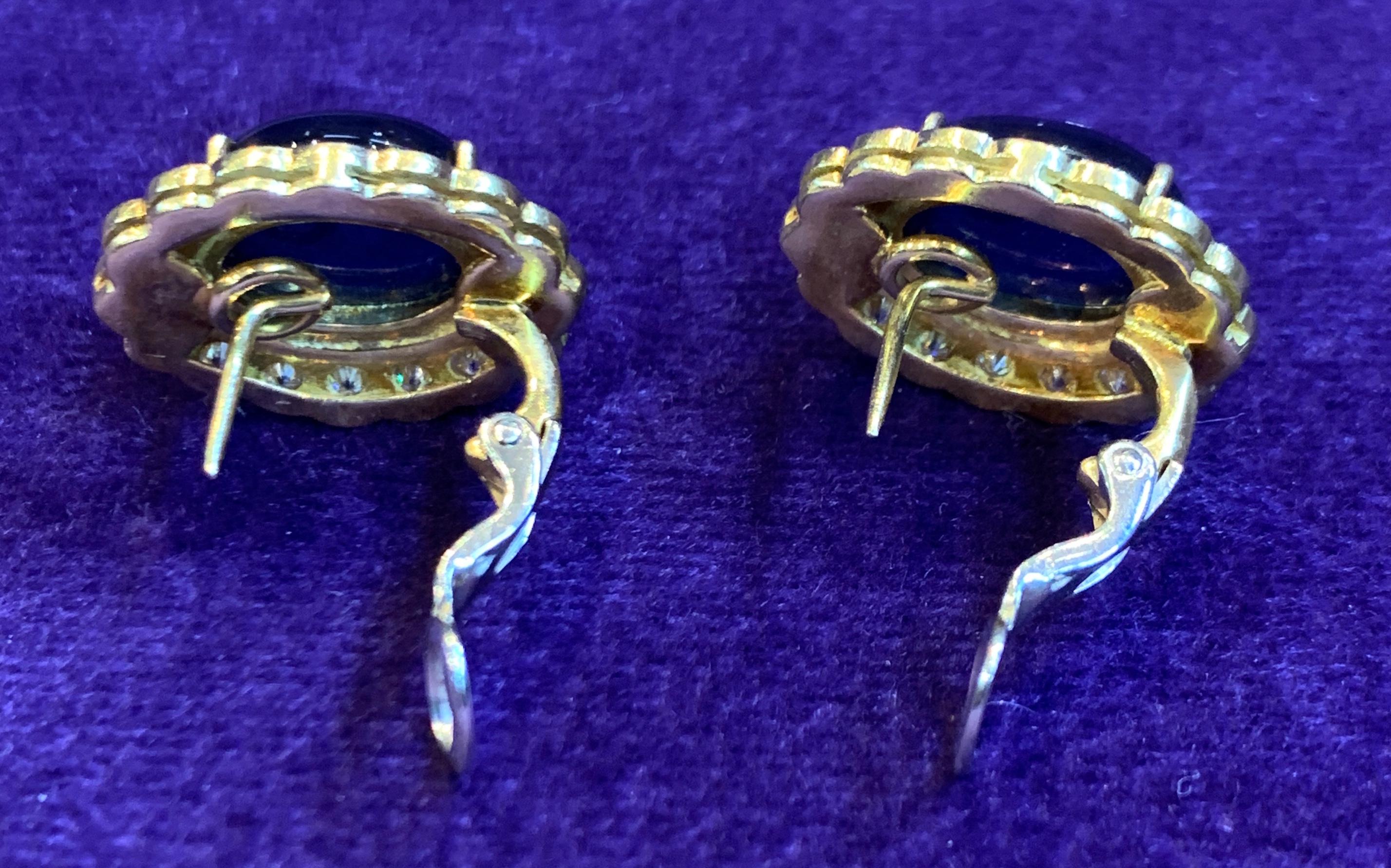 Cabochon Sapphire & Diamond Earrings 3