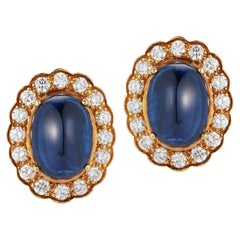 Cabochon Sapphire 
Diamond Earrings