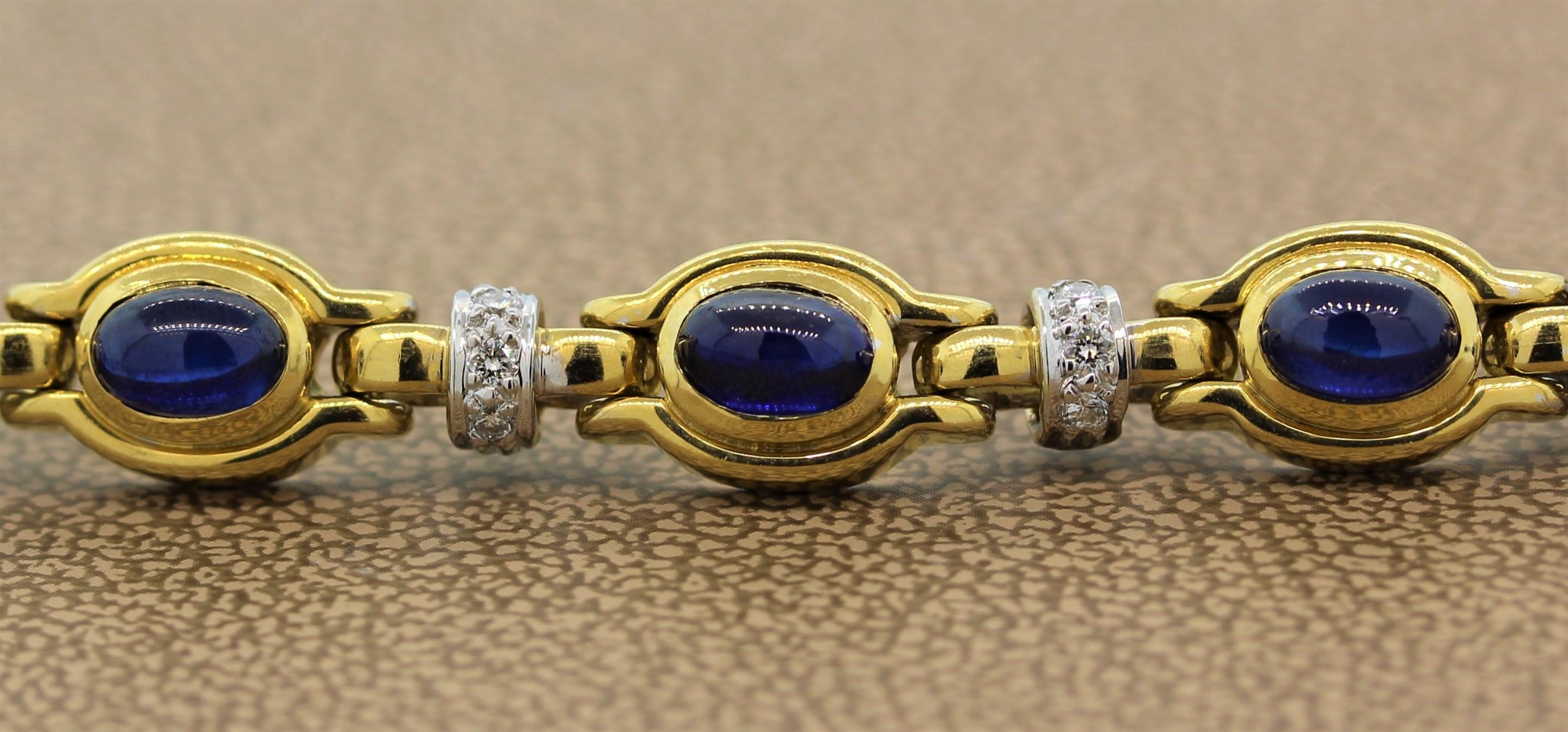 Cabochon Sapphire Diamond Gold Bracelet 1