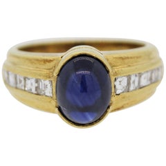 Cabochon Sapphire Diamond Gold Ring