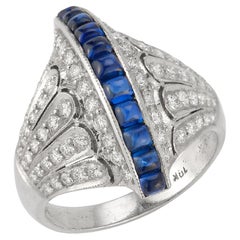 Vintage Cabochon Sapphire & Diamond Ring