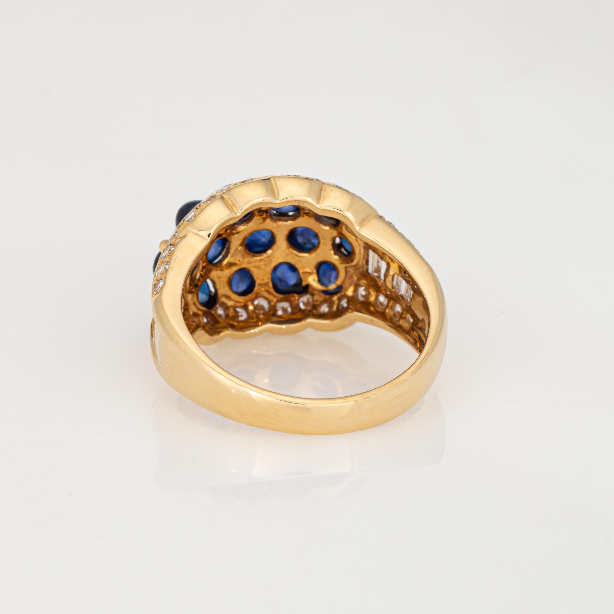 Women's Cabochon Sapphire Diamond Ring Sz 6.75 18k Yellow Gold Fine Vintage Jewelry For Sale