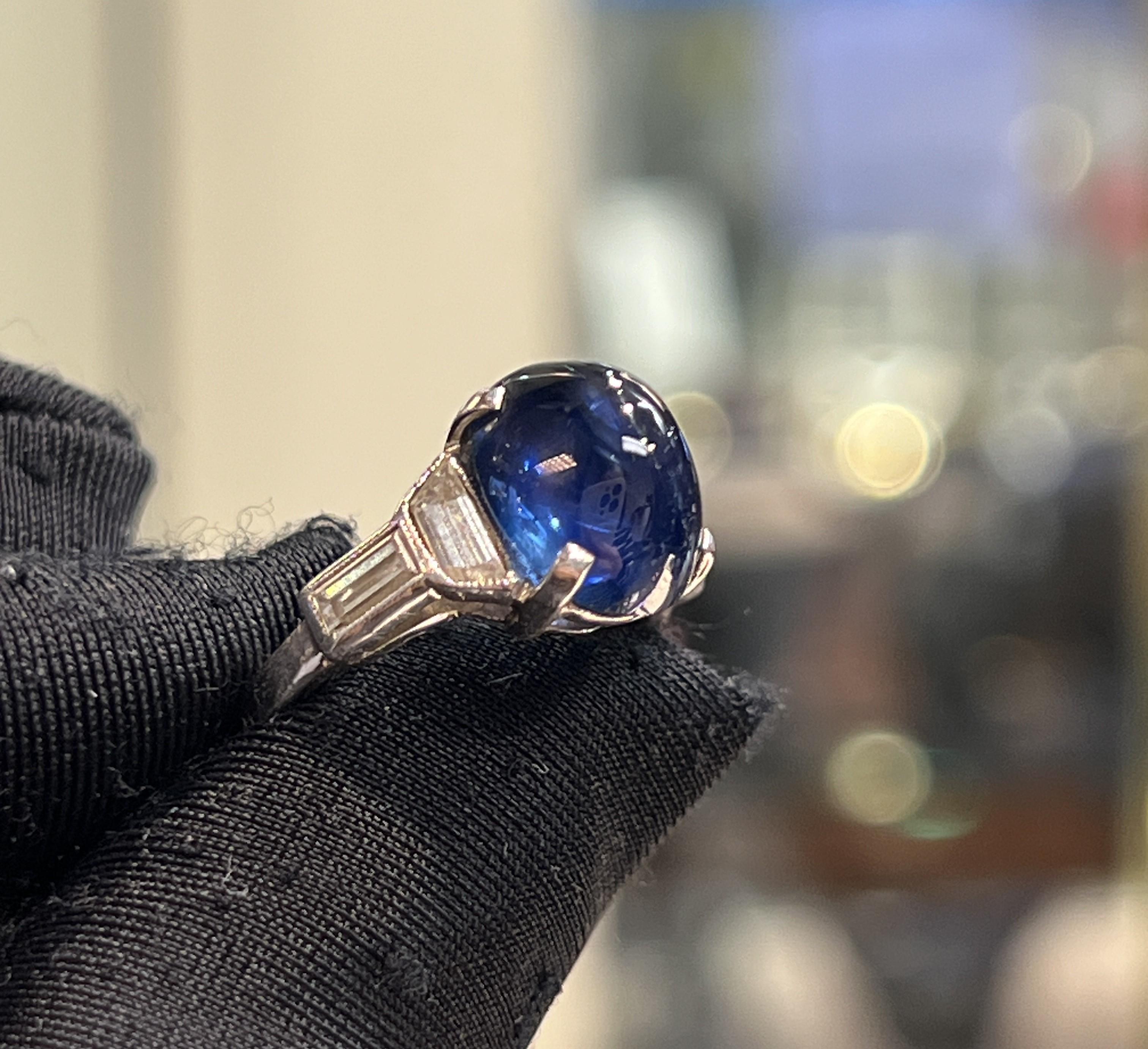 Mixed Cut Cabochon Sapphire Ring For Sale