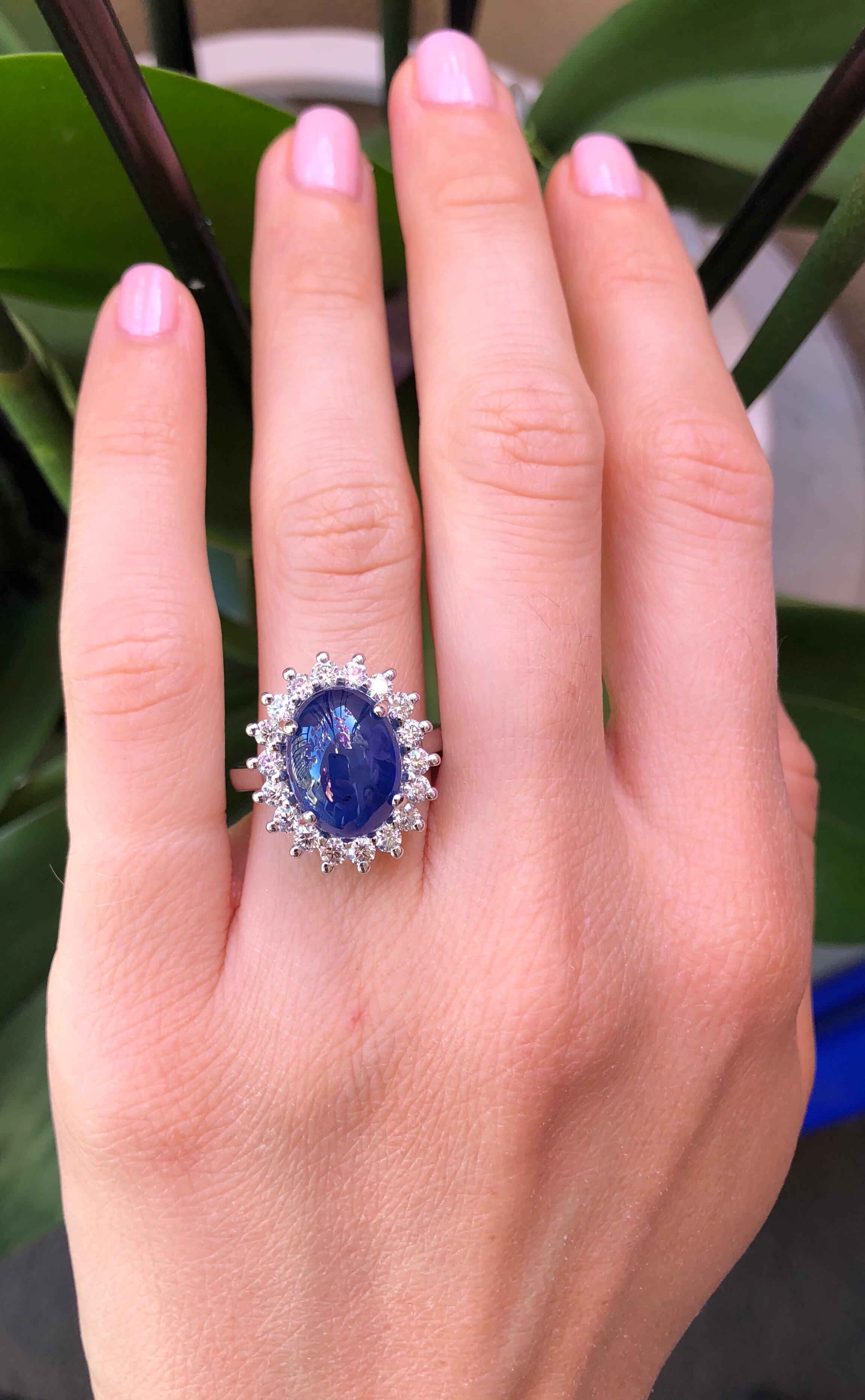 Oval Cut Sapphire Ring Cabochon 8.97 Carats