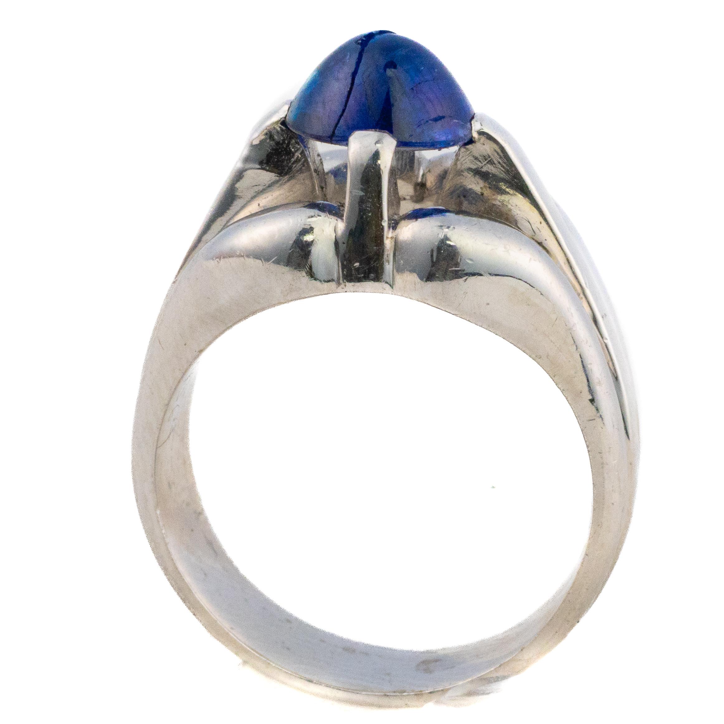 Cabochon Saphir Solitaire Ring (Retro) im Angebot