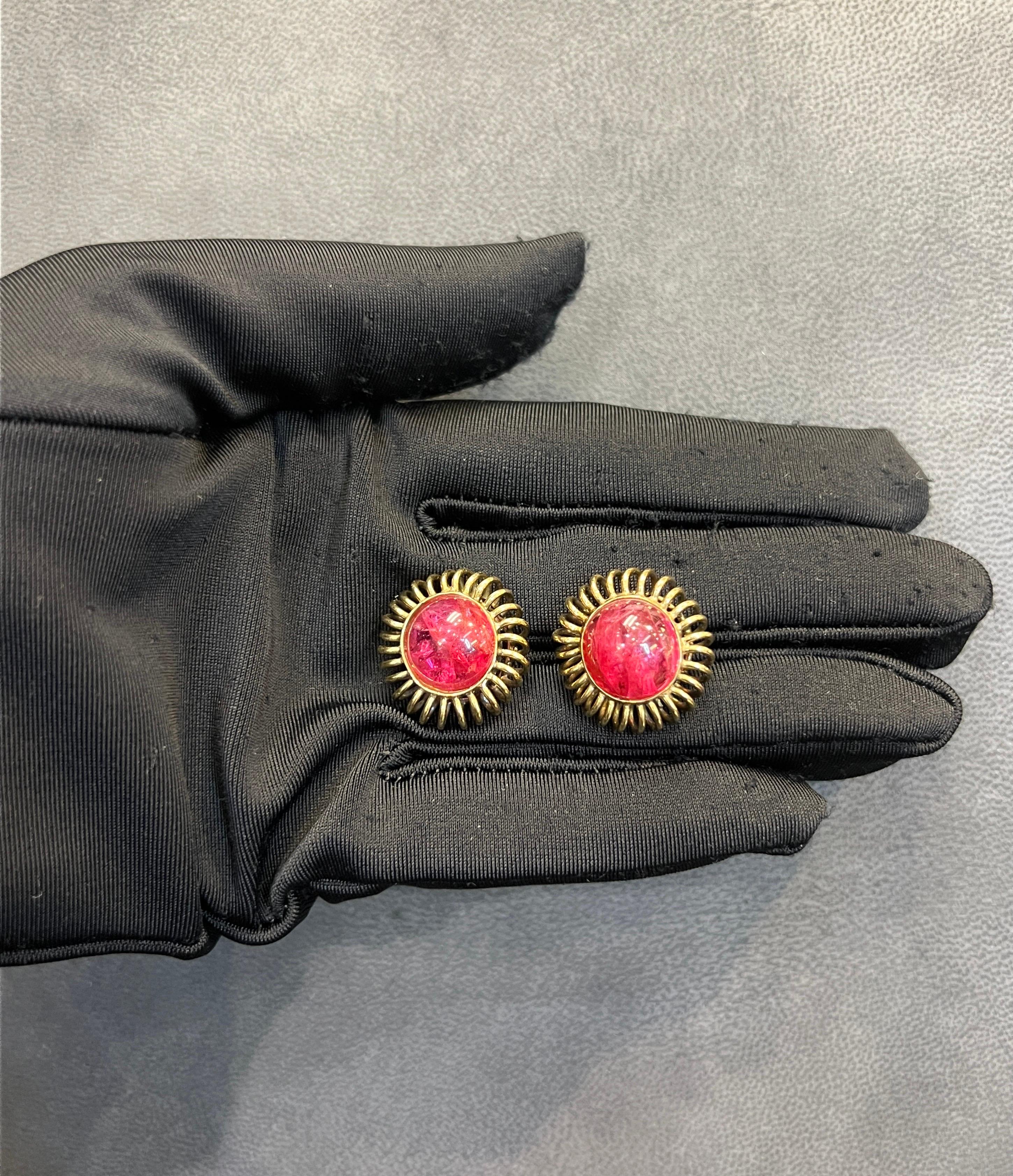 Cabochon Spinel Earrings In Excellent Condition For Sale In New York, NY