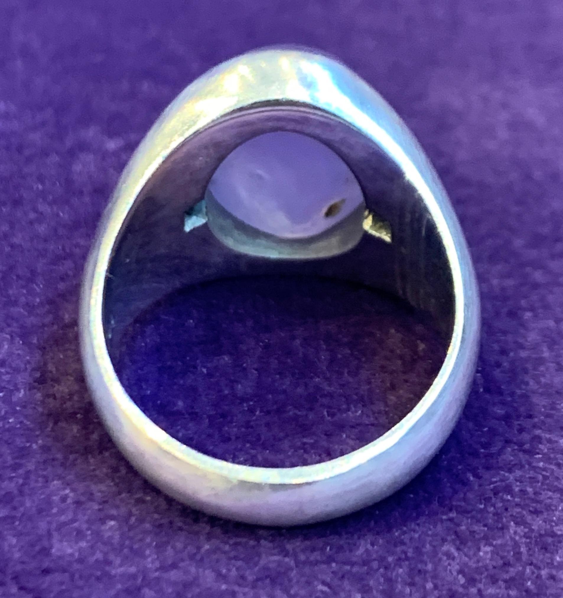 Cabochon Star Sapphire and Diamond Men's Ring For Sale 1