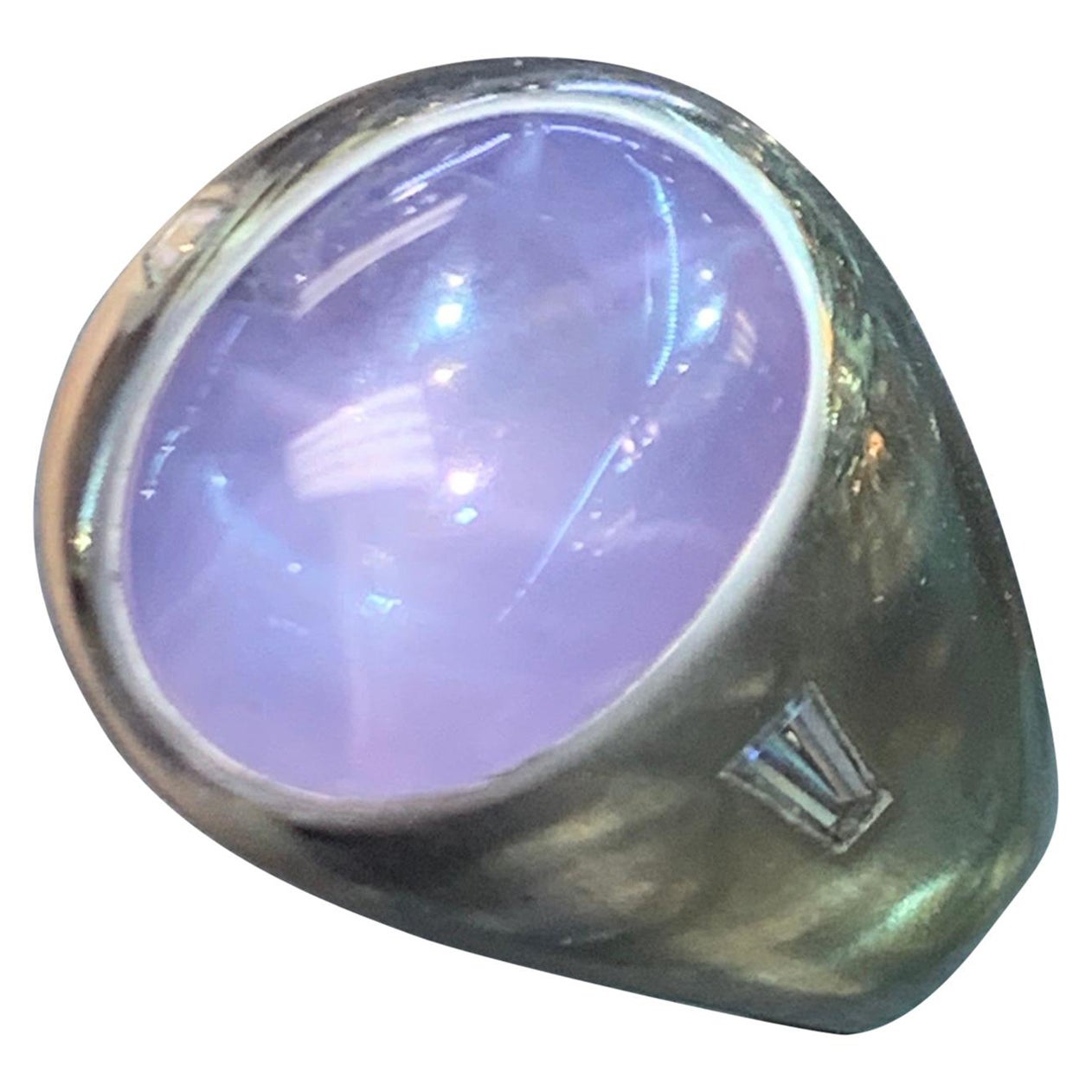 Cabochon Star Sapphire and Diamond Men's Ring