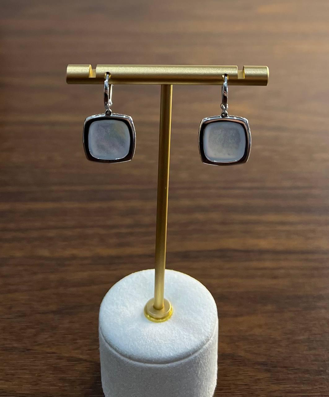Cabochon Sugarloaf Blue Tourmaline Indicolite Diamond Halo White Gold Earrings For Sale 2