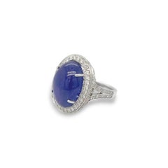 Cabochon Tanzanite and Diamond Cocktail Ring