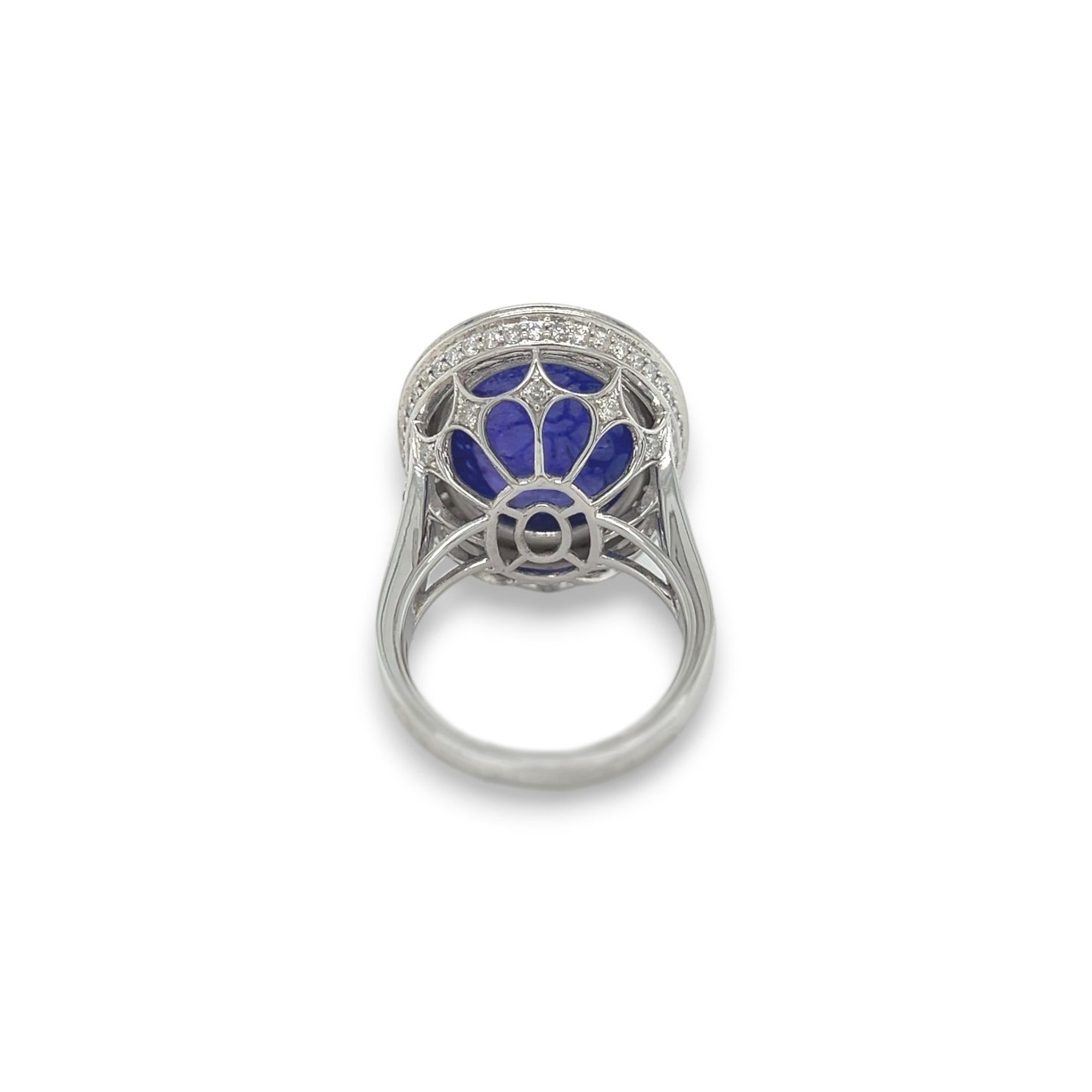Femenino o masculino Anillo Cóctel Cabujón Tanzanita y Diamante en venta