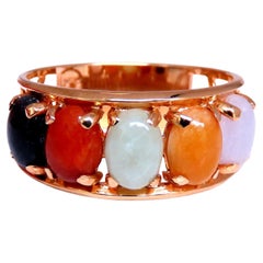 Cabochon Variety Jade Ring 14kt Gold*