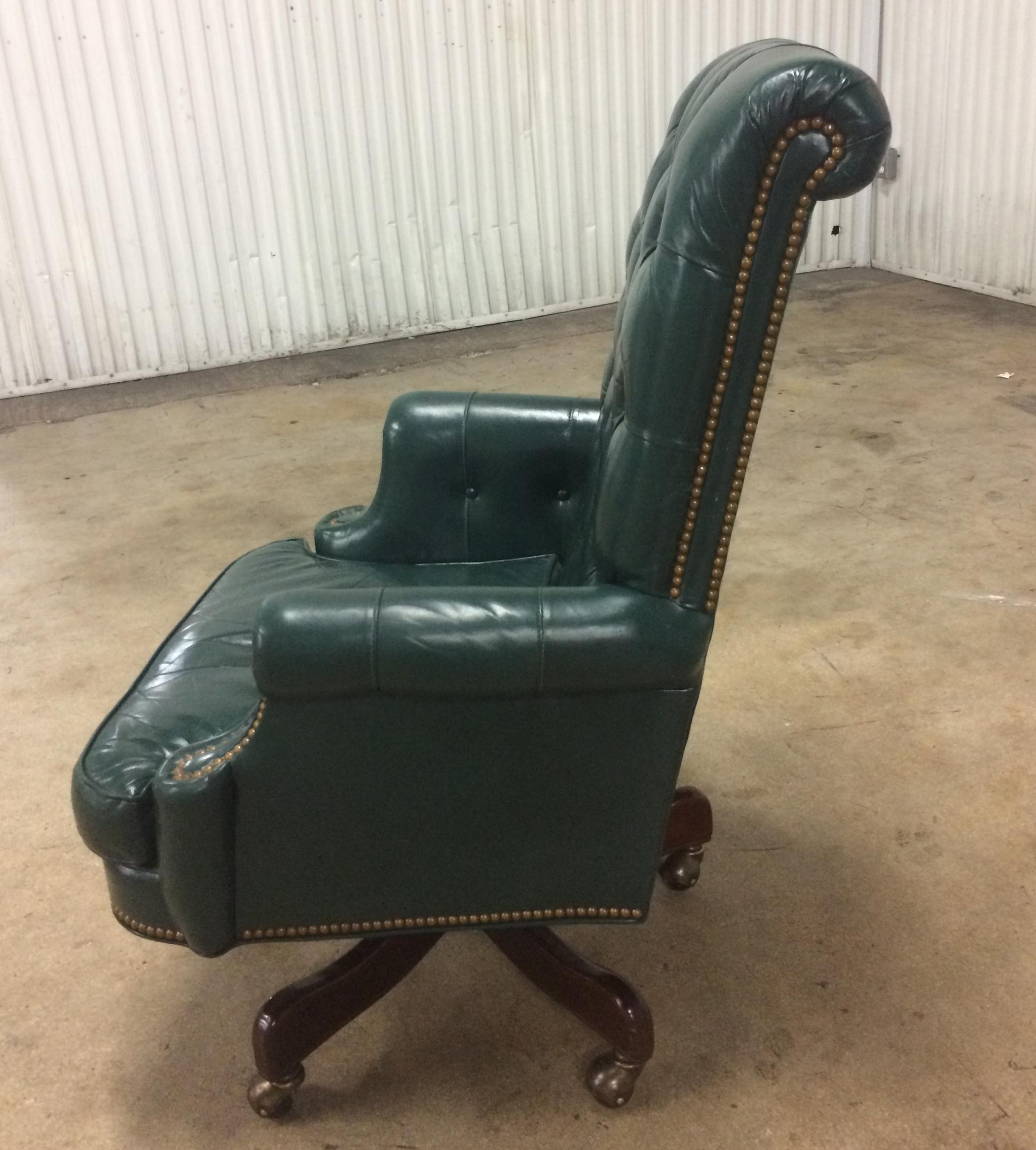 green leather office executive chair