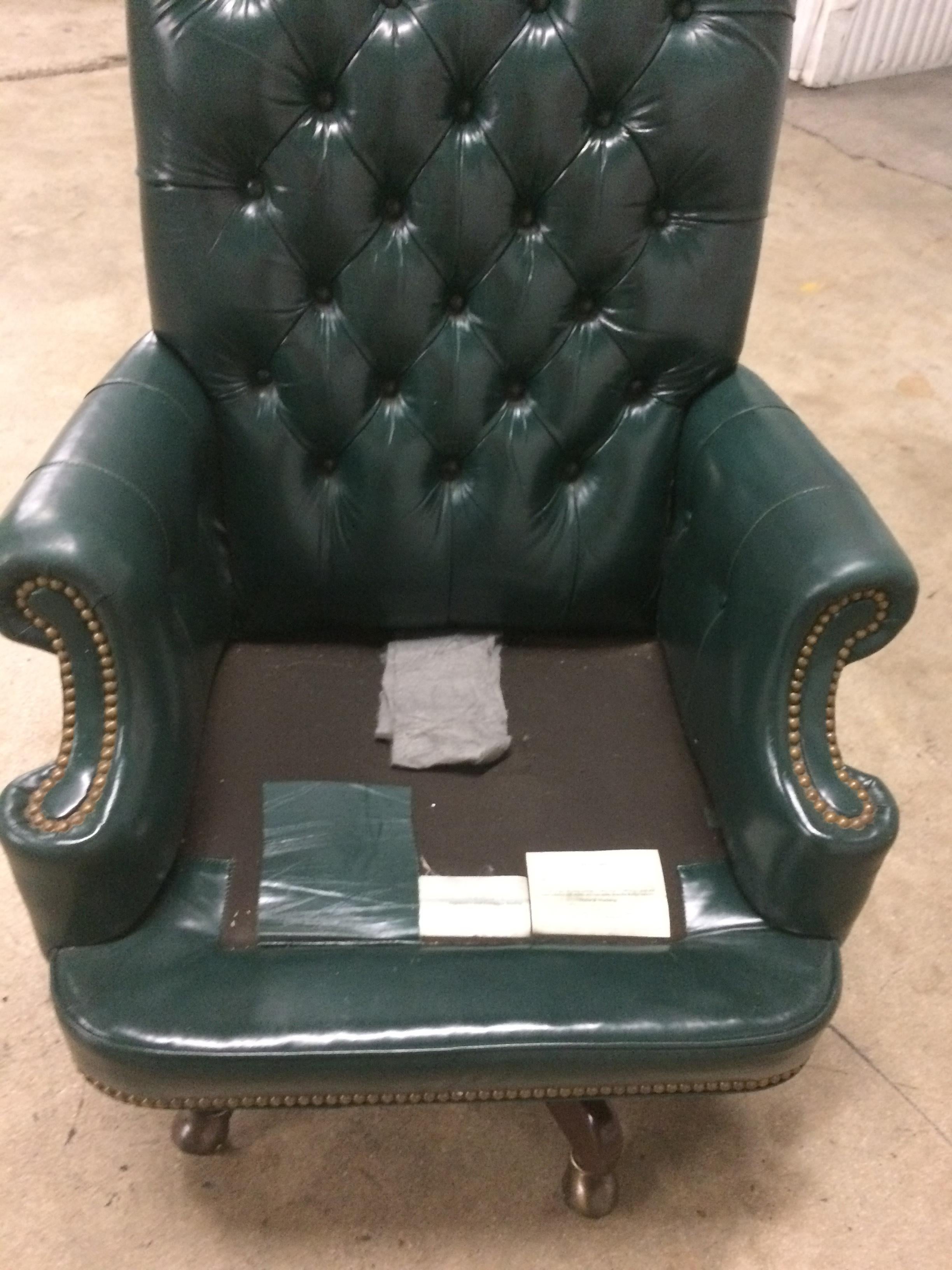 20th Century Cabot Wrenn Executive Chair Tufted Green Leather