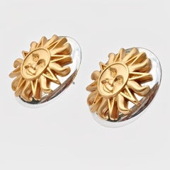 CIRCA Boucles d'oreilles face au soleil en plaqué or et argent circa 1990