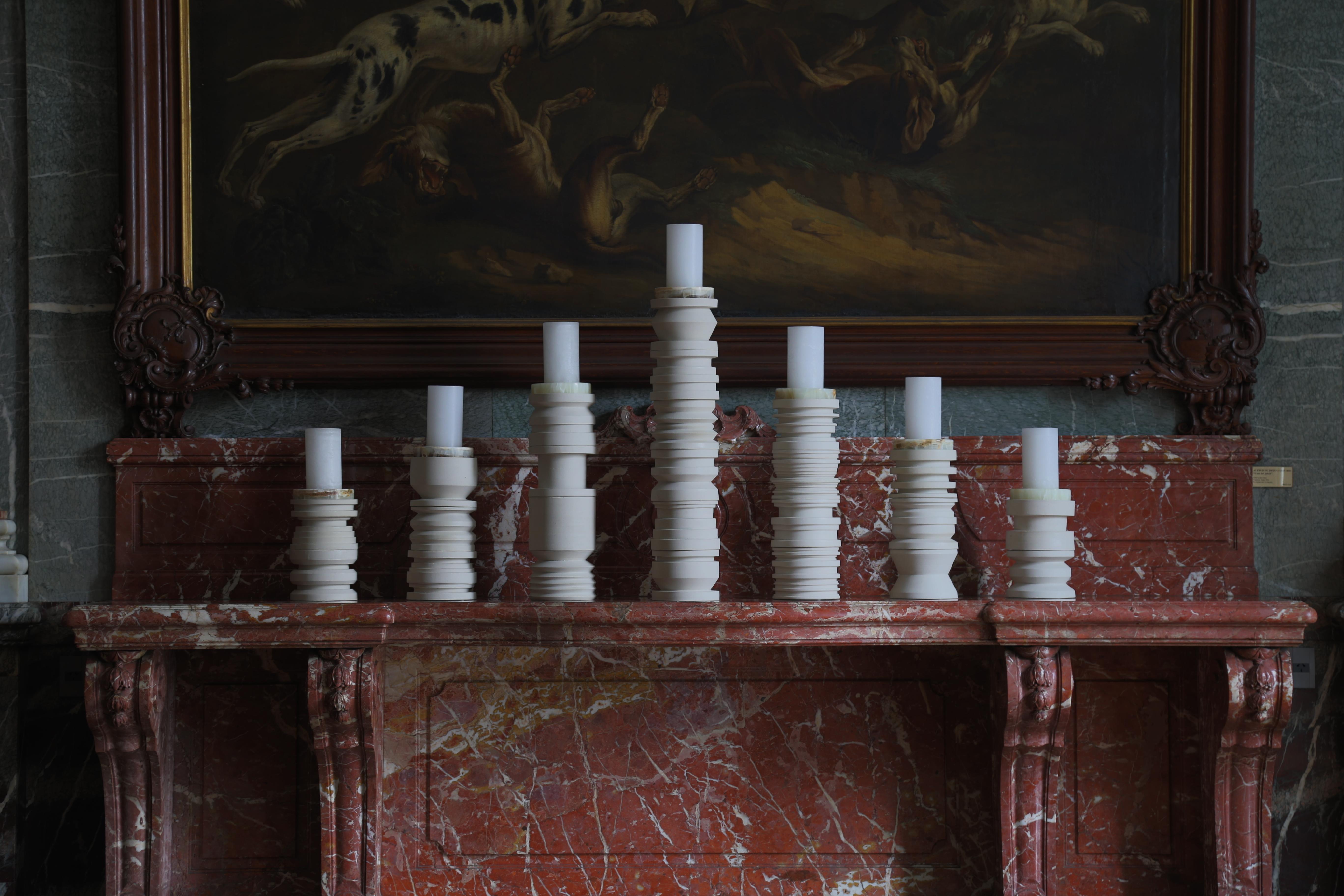 Unglazed Cabria Set of 7 Candleholders by Cristian Mohaded and Santiago Lena