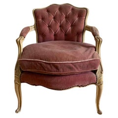 Louis XV Cabriolet Armchair Pink Velvet