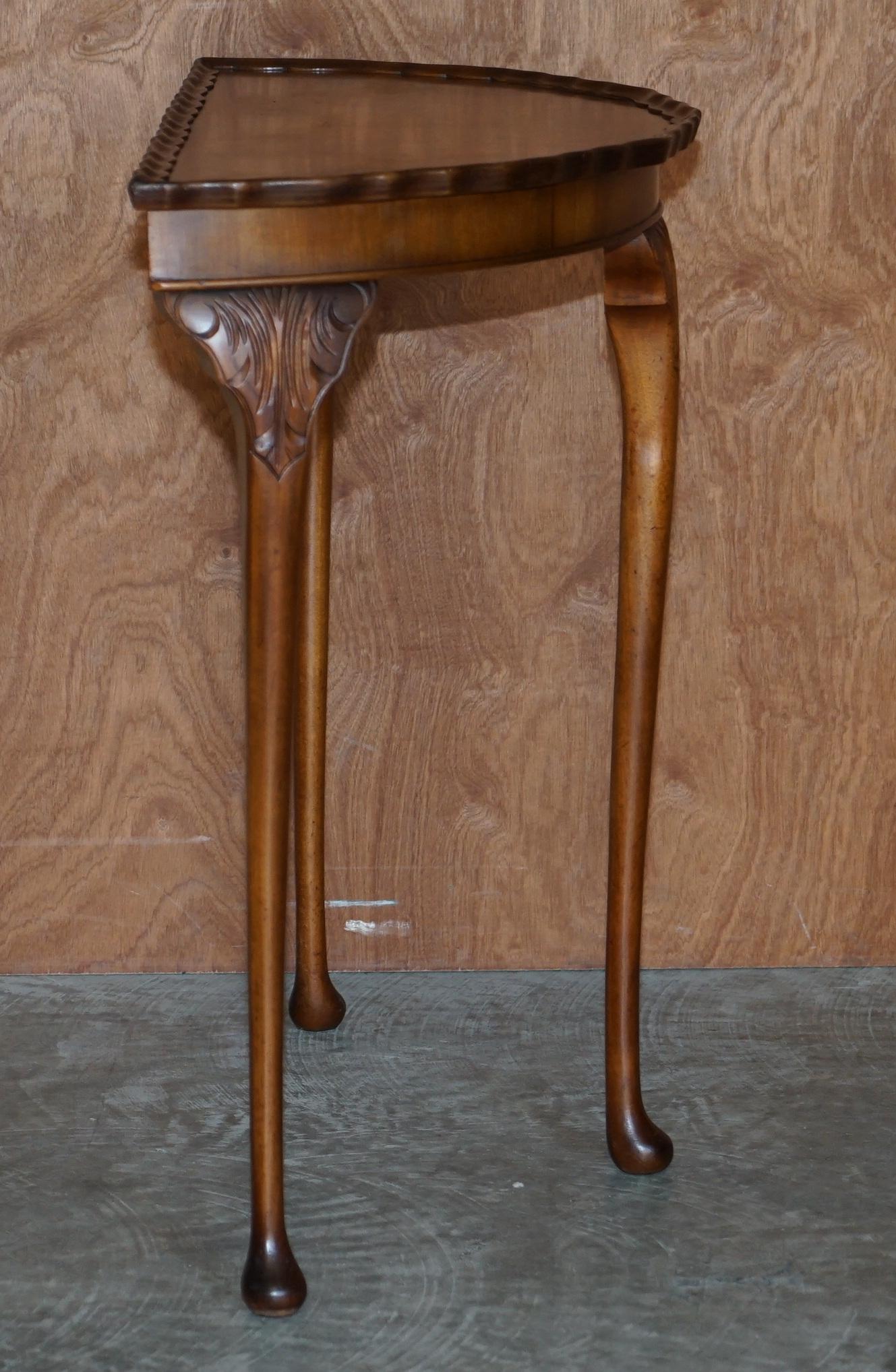 Cabriole Leg Art Deco Style Burr Walnut Demi Lune Half Moon Console Side Table 12