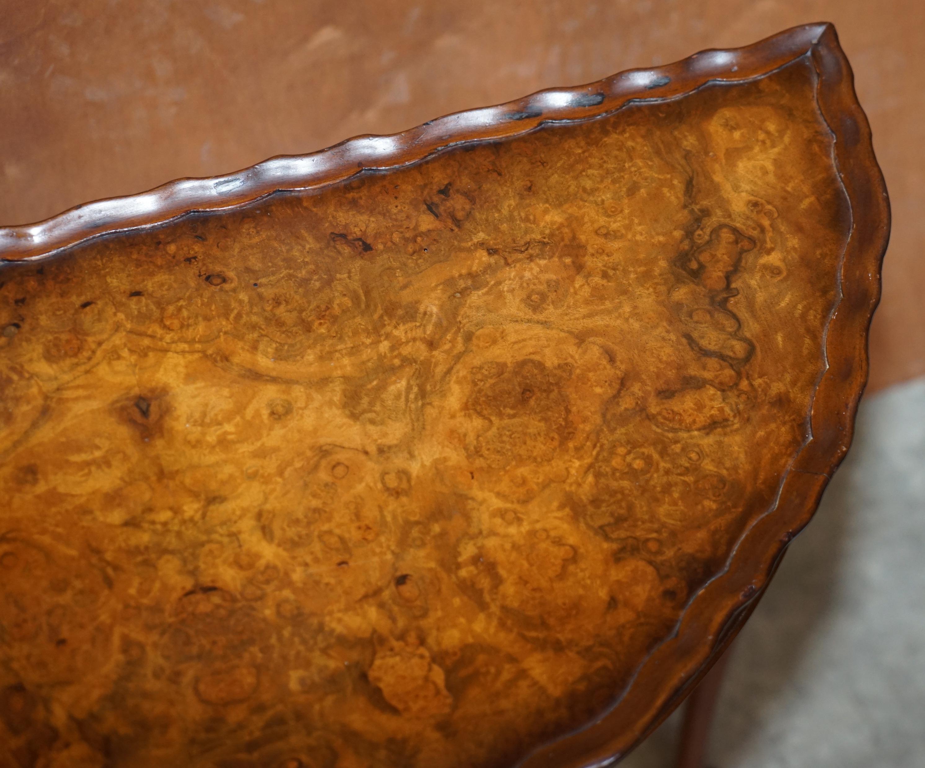 Hand-Crafted Cabriole Leg Art Deco Style Burr Walnut Demi Lune Half Moon Console Side Table