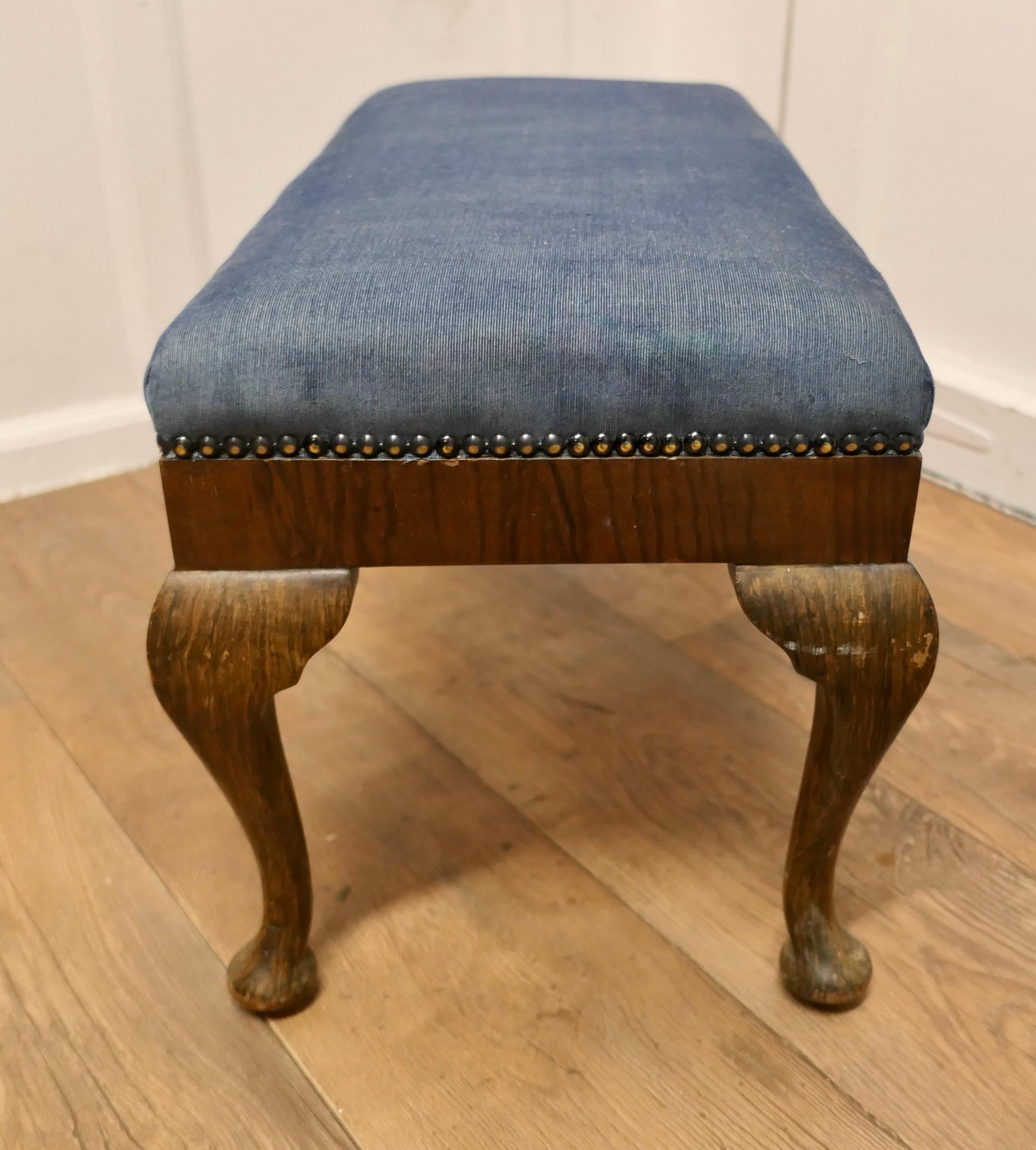 Early 20th Century Cabriole Leg Velvet Window Stool    This is a good Sturdy Stool   For Sale