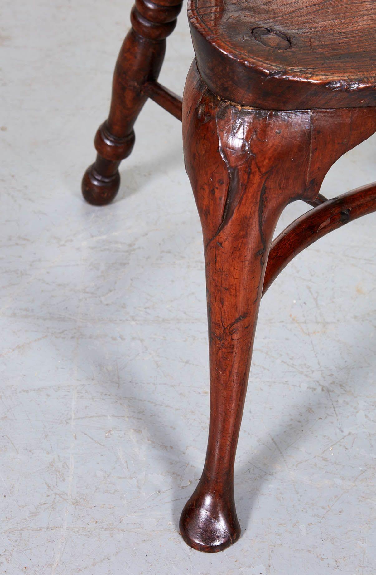 Cabriole Leg Yew Wood Windsor Armchair For Sale 9