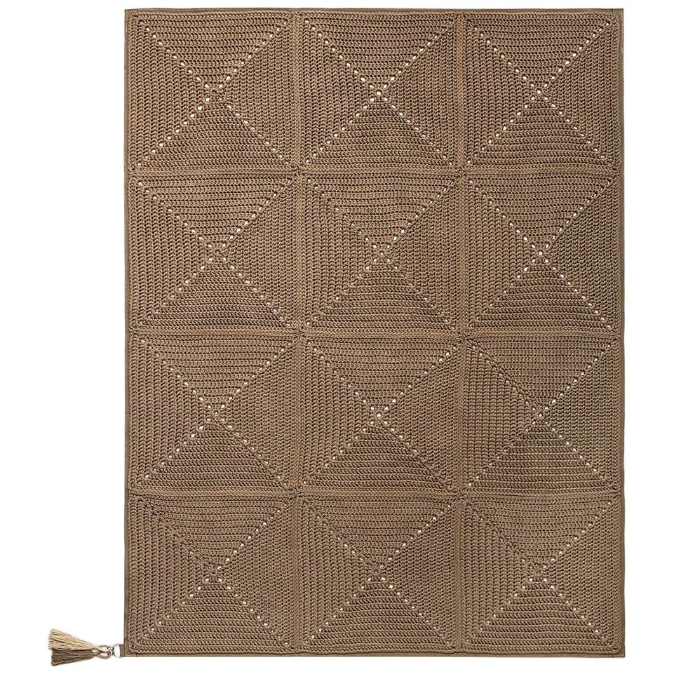 21st Century Asian Cacao Brown Outdoor Indoor Small Handmade Rug