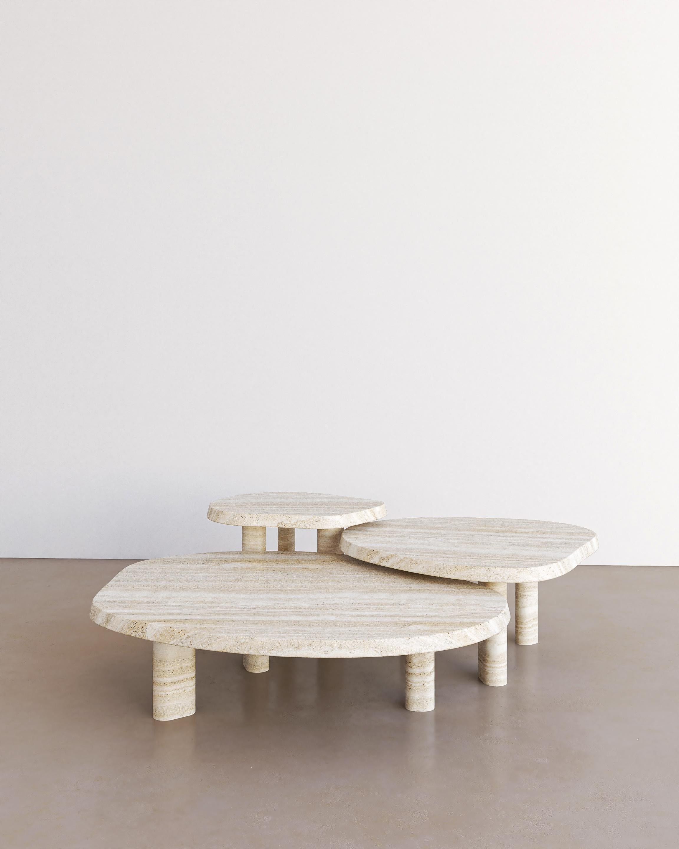 Australian Cacao Travertine Full Set Fiori Nesting Coffee Table by the Essentialist For Sale