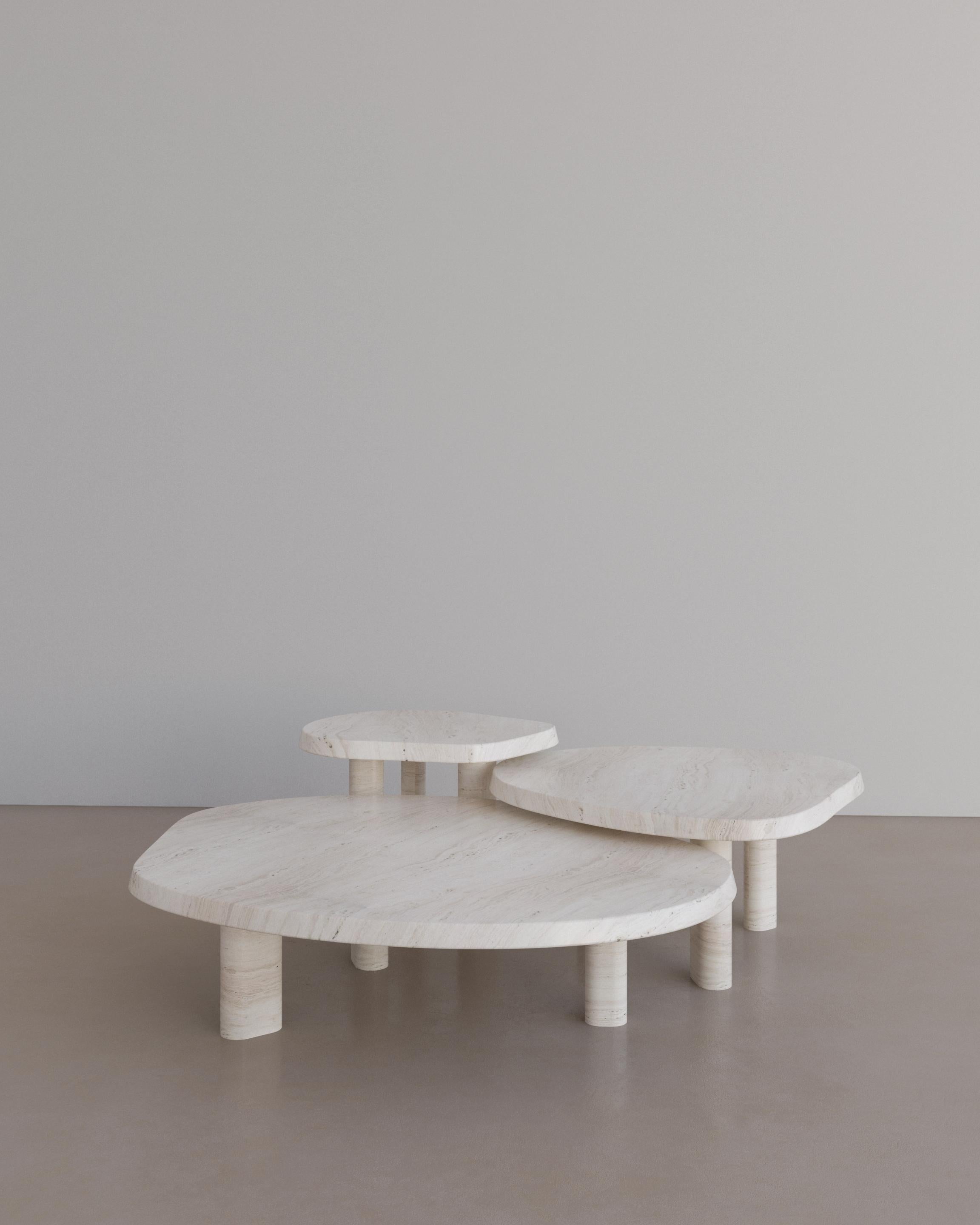 Contemporary Cacao Travertine Full Set Fiori Nesting Coffee Table by the Essentialist For Sale