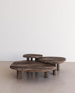 Cacao Travertine Small Fiori Nesting Coffee Table by the Essentialist