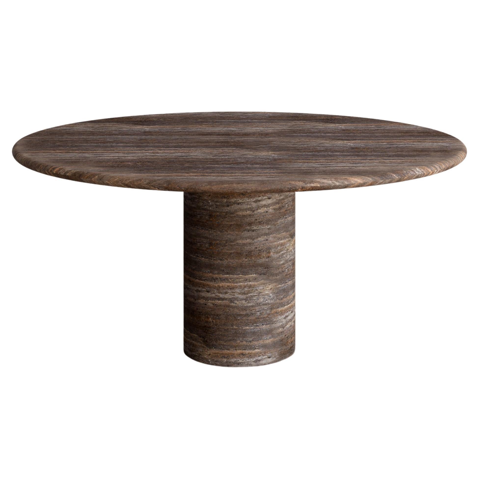 Cacao Travertine Voyage Dining Table i by the Essentialist For Sale