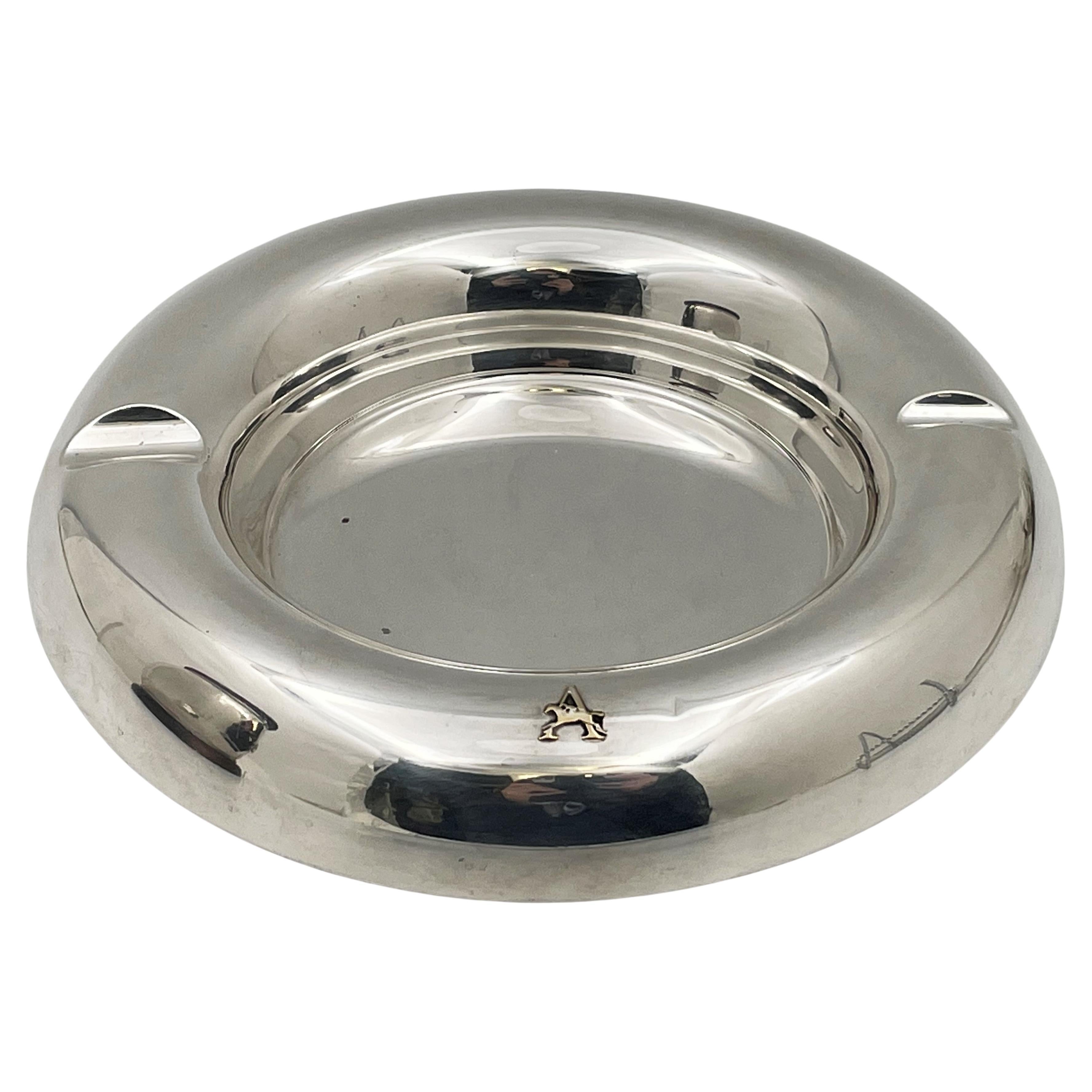 Cacchione Prestigious Italian Sterling Silver & Gold Ashtray Mid-Century Modern