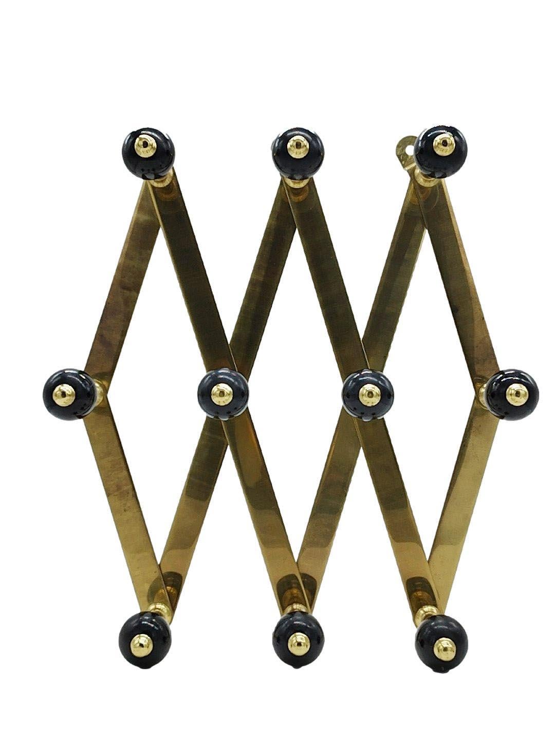 Mid-Century Modern Caccia Dominioni for Azucena Brass & Bakelite Adjustable Coat Rack, Italy 1950s