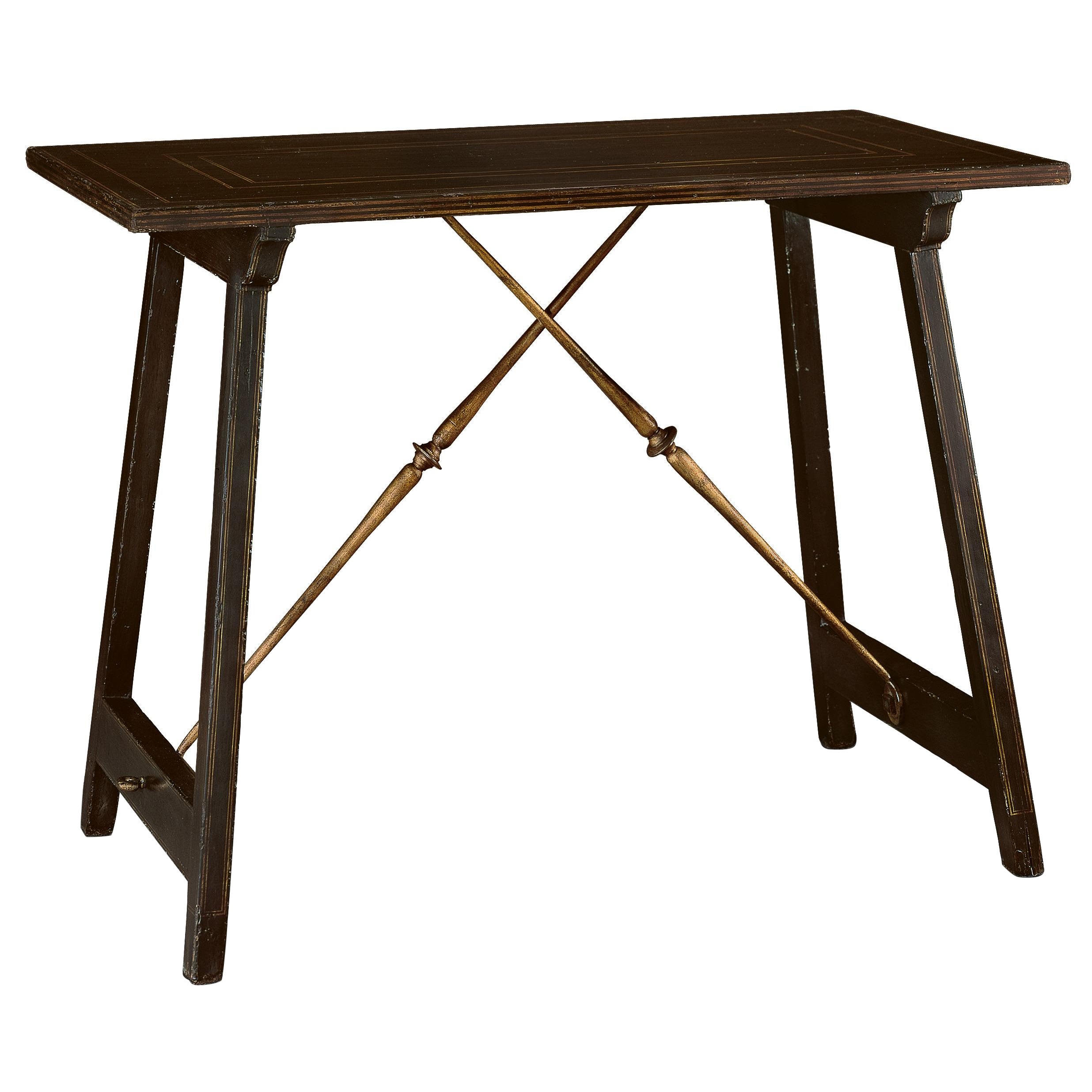 Consola de Cáceres inspirada en  Estilo español. Negro y dorado con soportes dorados en venta