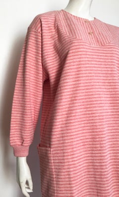 Cacharel 1980s Cotton Striped Dress Size Medium.  Never Worn with Tag.