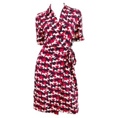 Cacharel 2000s taglia 10 Scottish Terrier Novelty Dog Print Vintage Wrap Dress