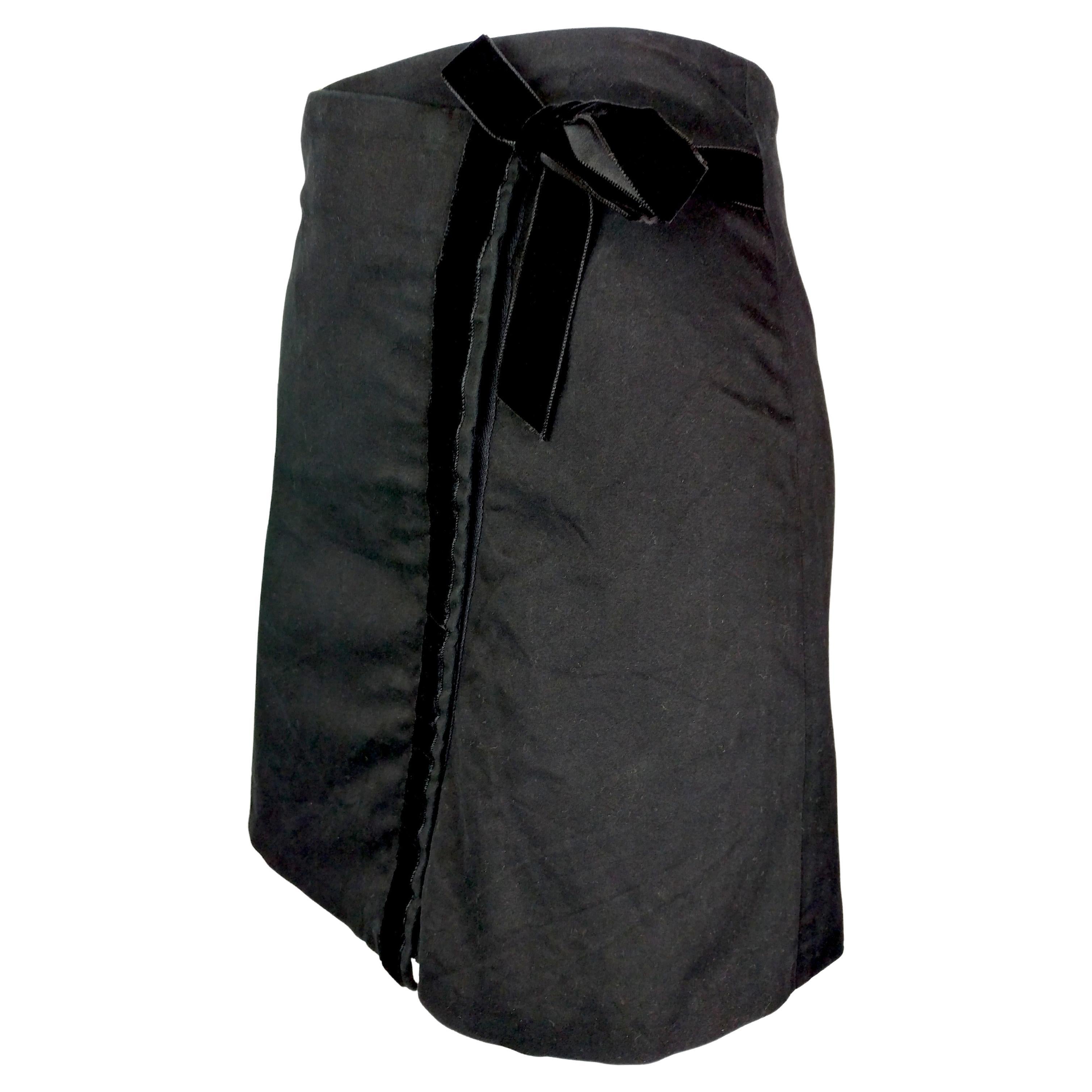 CACHAREL - Black Cotton Wrap Mini Skirt  Size 0US 34EU